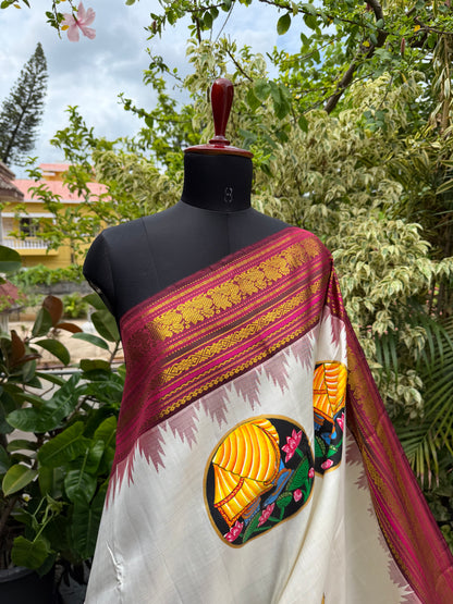 Pure silk kanchipattu pichwai painting