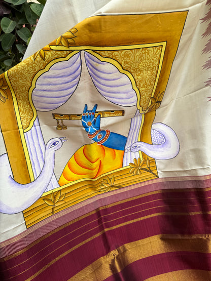 Pure silk kanchipattu pichwai painting
