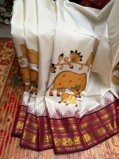 Pure silk kanchipattu pichwai painting