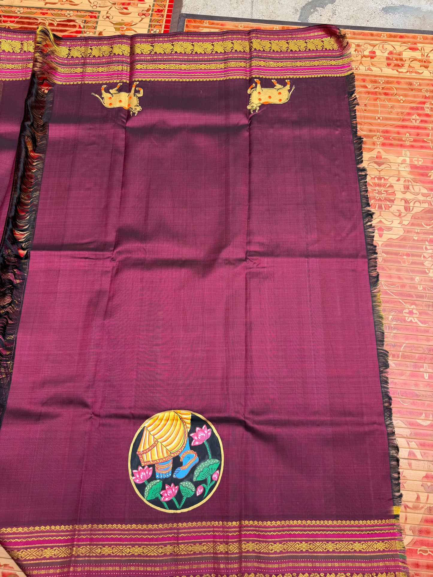 Pure silk kanchipattu pichwai painting