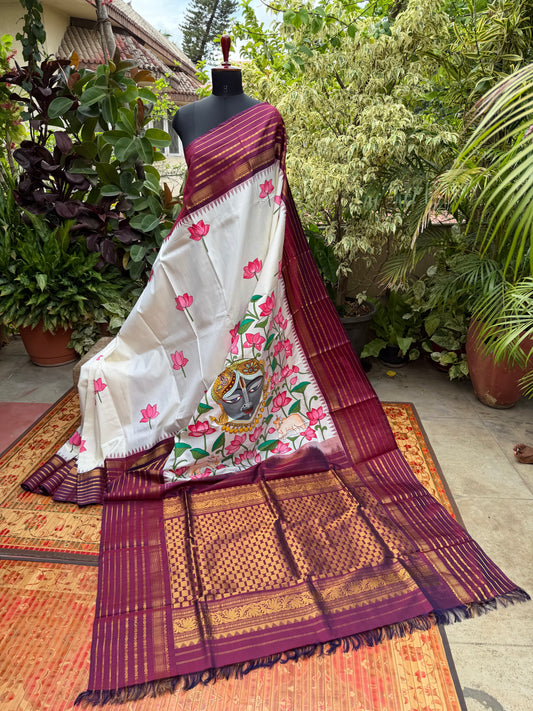 Pure silk kanchipattu pichwai painting