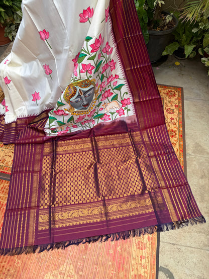 Pure silk kanchipattu pichwai painting