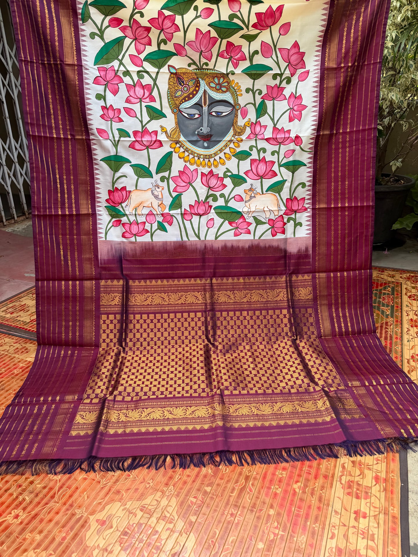 Pure silk kanchipattu pichwai painting