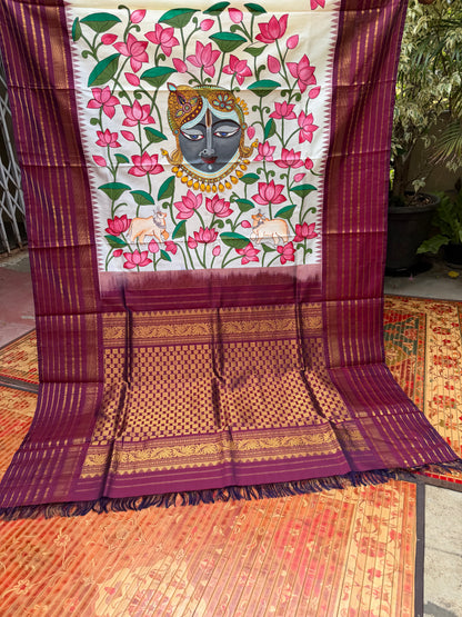 Pure silk kanchipattu pichwai painting