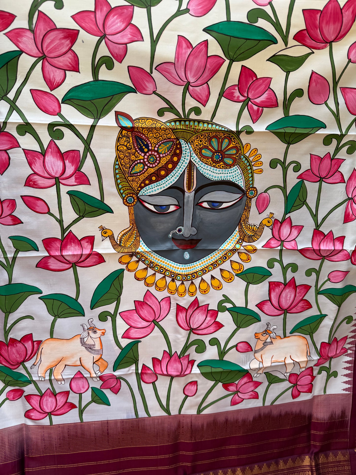 Pure silk kanchipattu pichwai painting