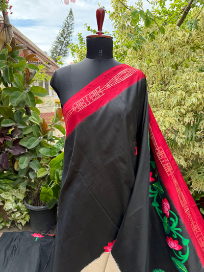 Pure silk ikkat pichwai painting saree