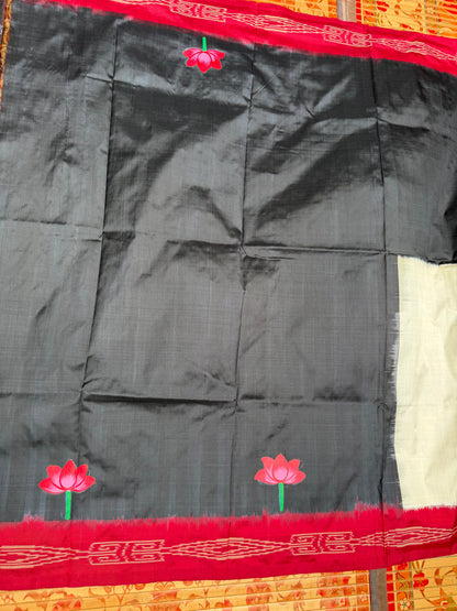 Pure silk ikkat pichwai painting saree