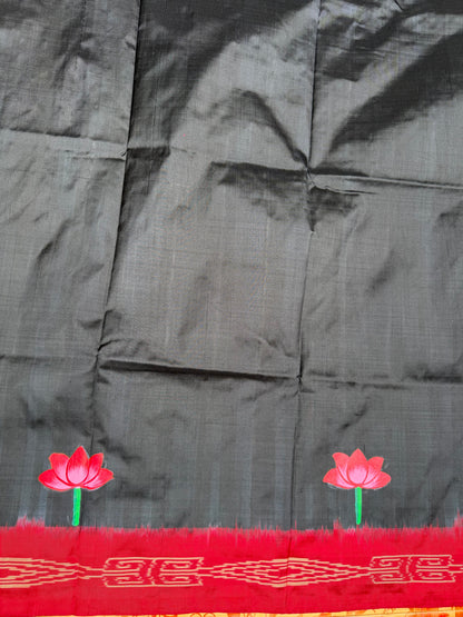 Pure silk ikkat pichwai painting saree