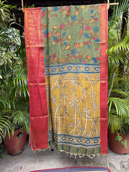 Silkcotton penkalamkari saree