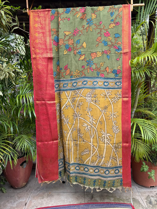 Silkcotton penkalamkari saree