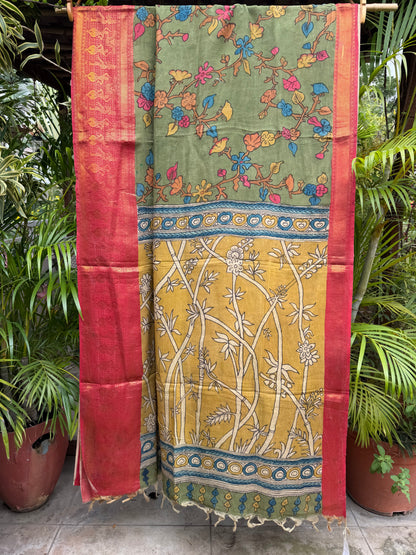 Silkcotton penkalamkari saree