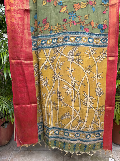 Silkcotton penkalamkari saree