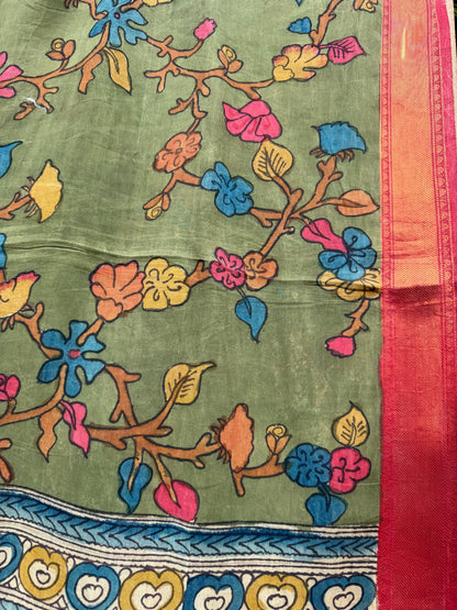 Silkcotton penkalamkari saree