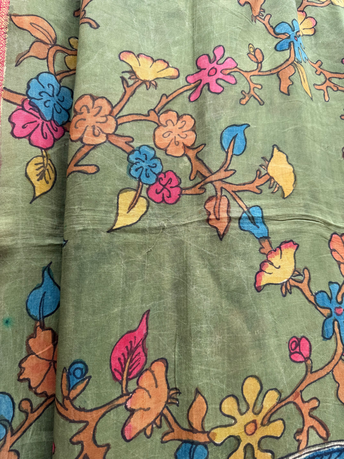 Silkcotton penkalamkari saree
