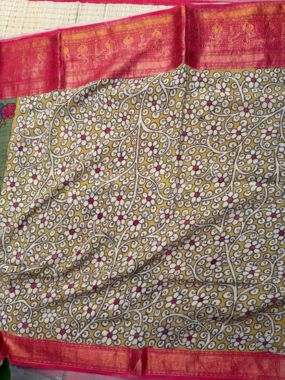 Silkcotton penkalamkari saree