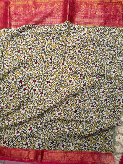 Silkcotton penkalamkari saree