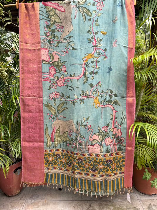 Silkcotton penkalamkari saree
