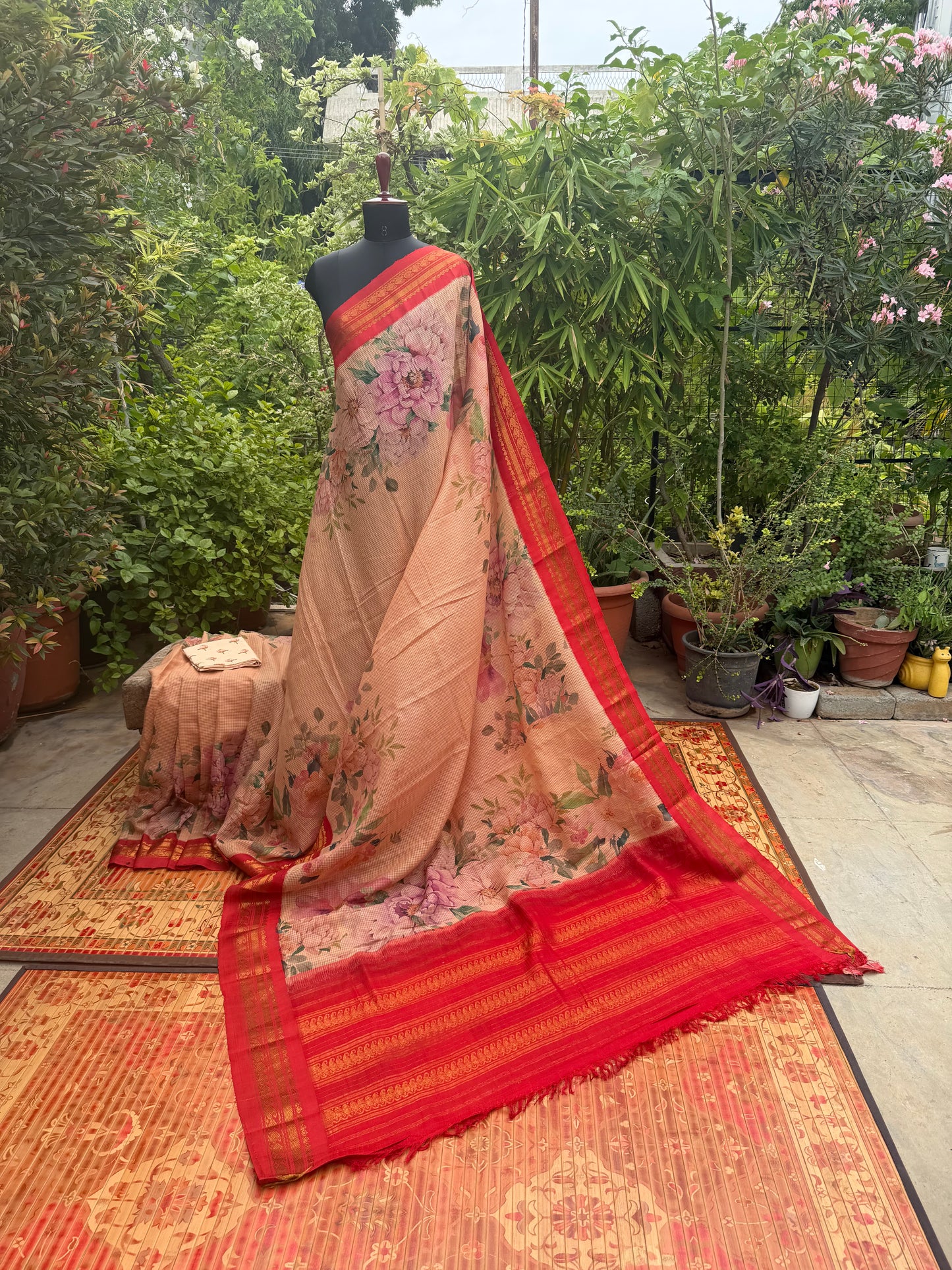 Gadwal cotton with digital print saree