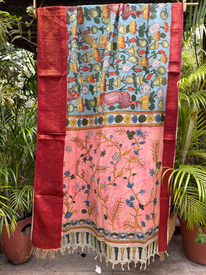 Silkcotton penkalamkari saree