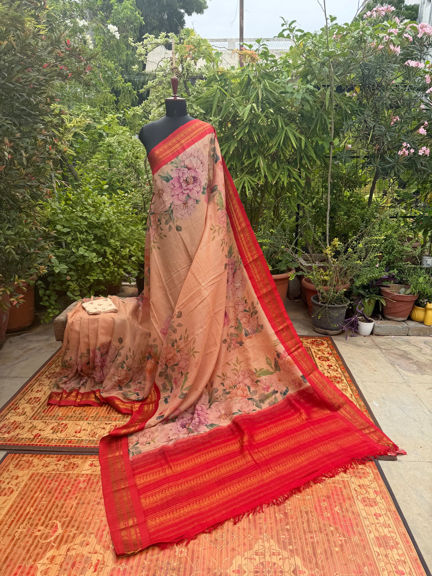 Gadwal cotton with digital print saree