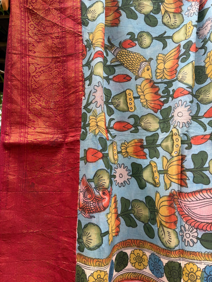 Silkcotton penkalamkari saree