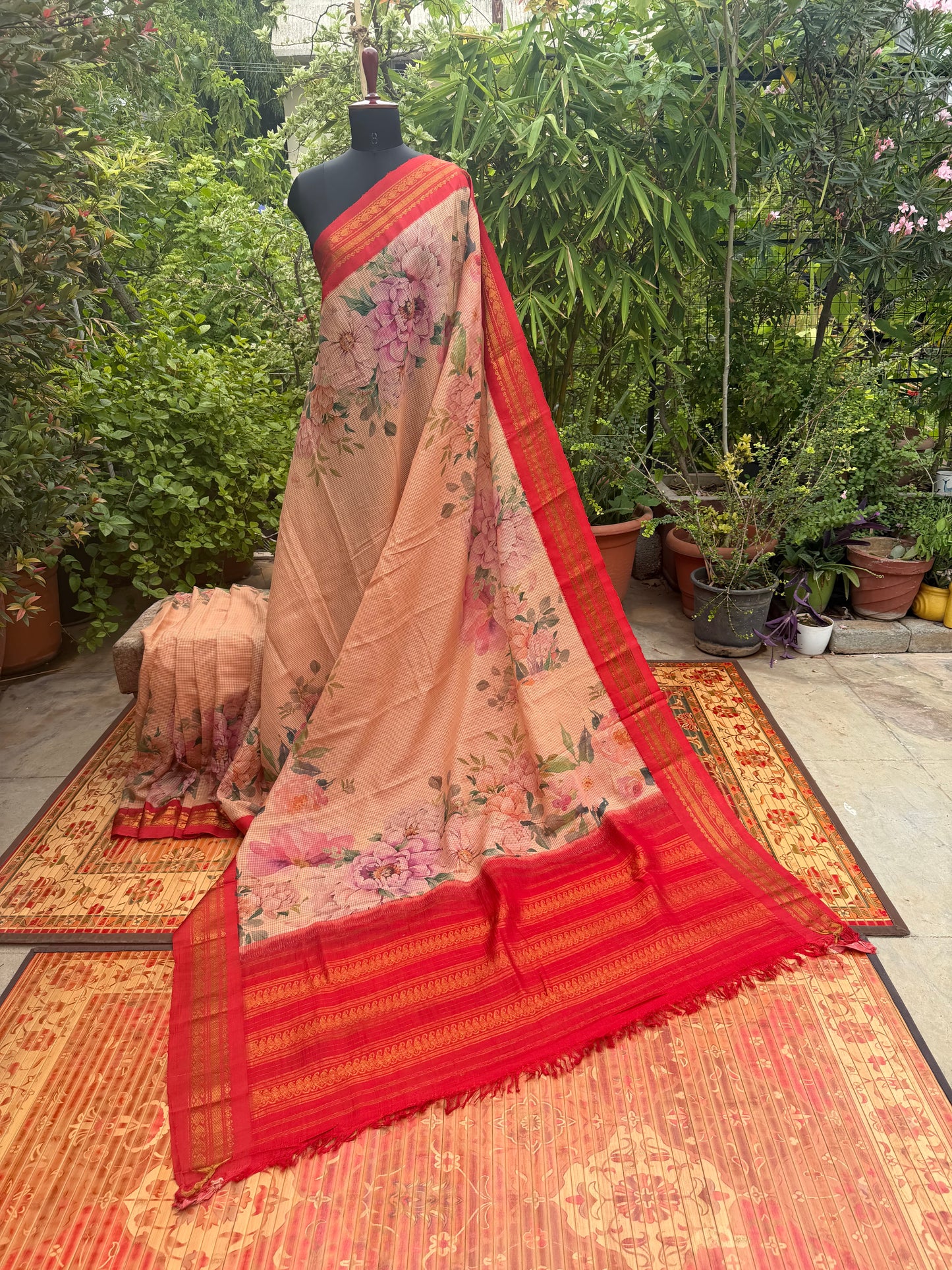 Gadwal cotton with digital print saree