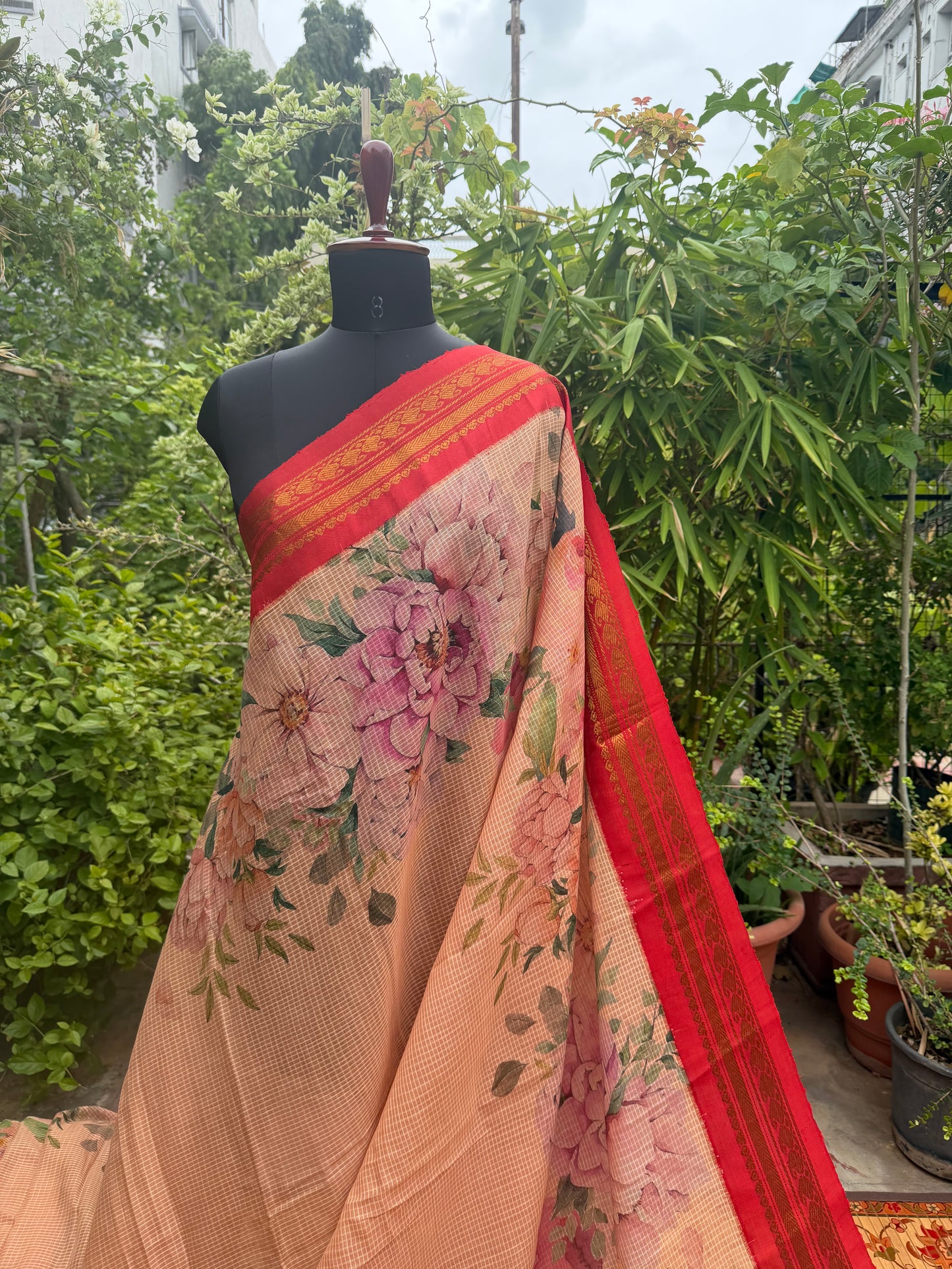 Gadwal cotton with digital print saree