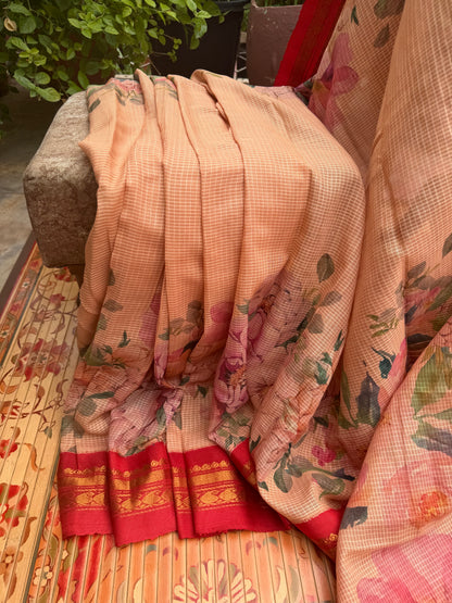 Gadwal cotton with digital print saree