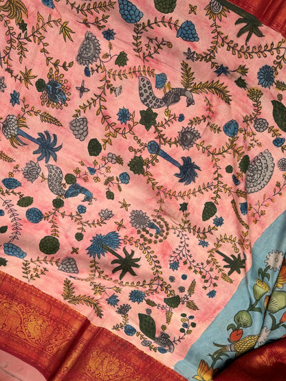 Silkcotton penkalamkari saree