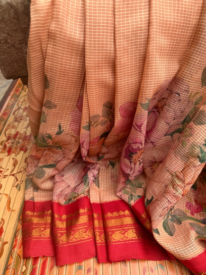 Gadwal cotton with digital print saree