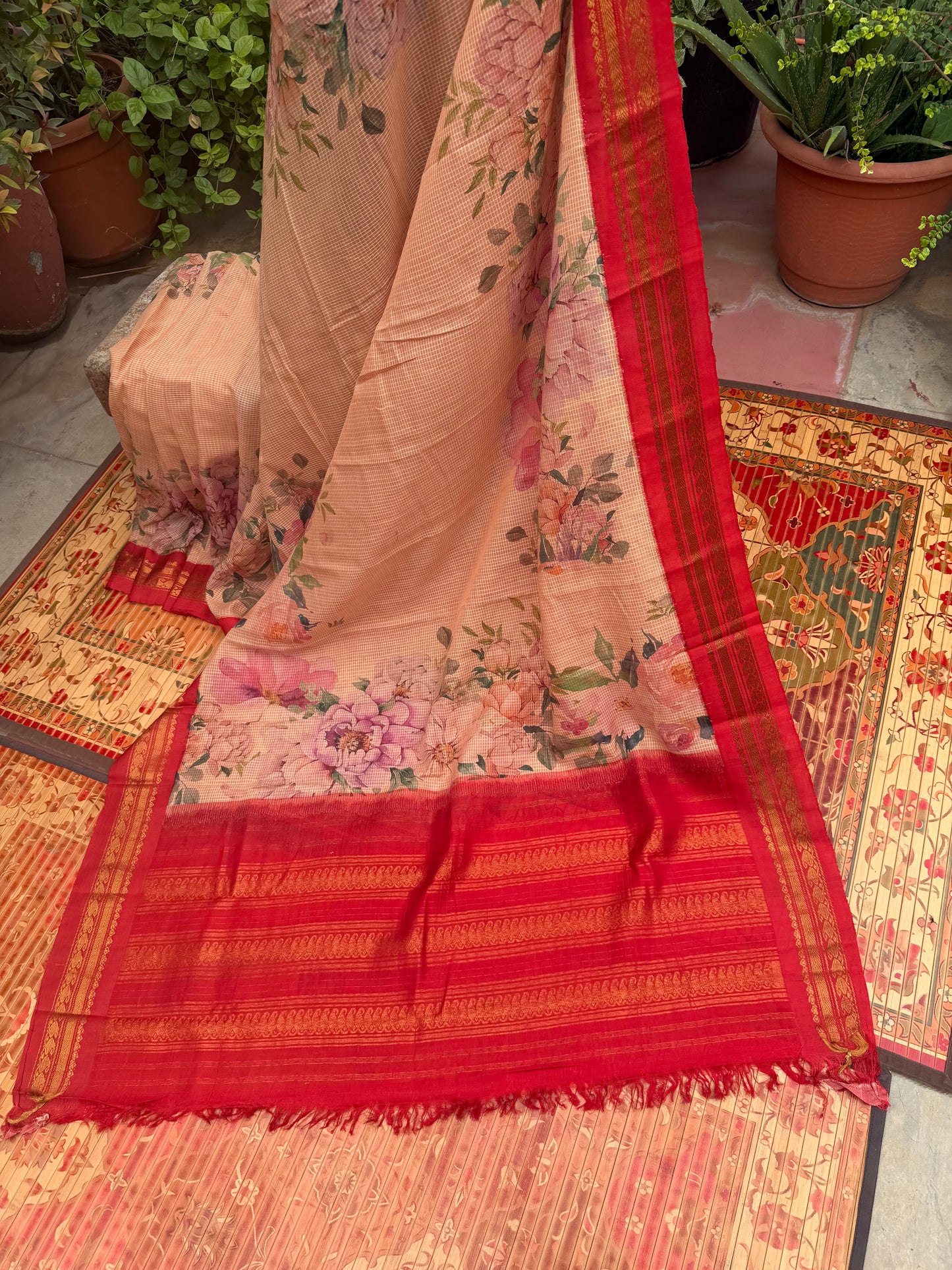 Gadwal cotton with digital print saree