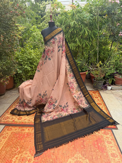 Gadwal cotton with digital print saree