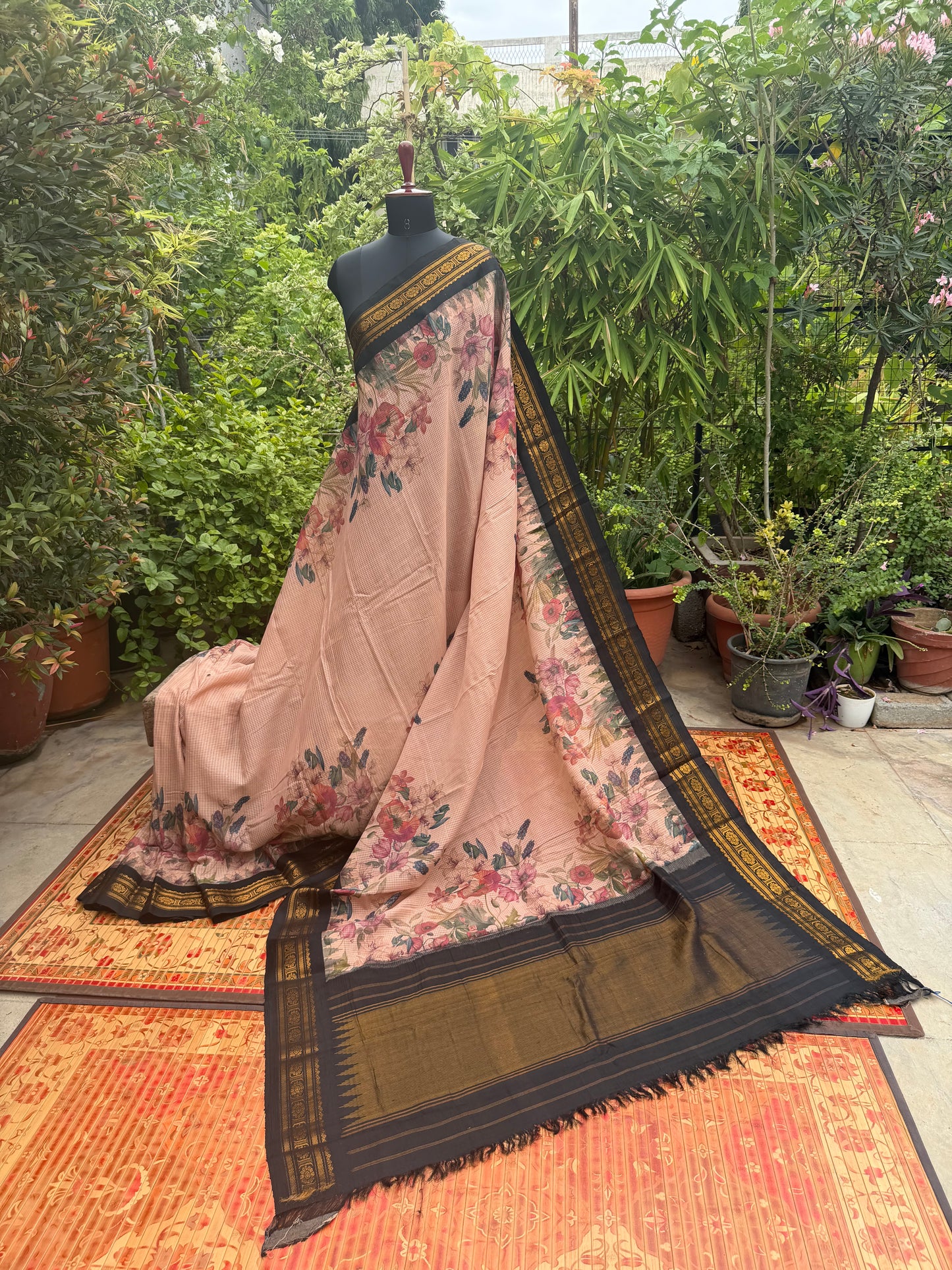 Gadwal cotton with digital print saree