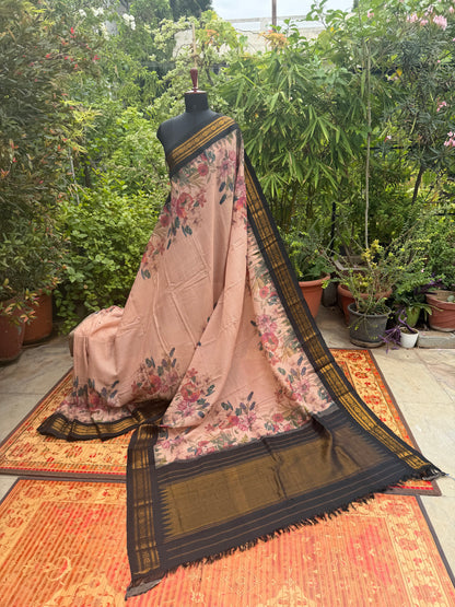 Gadwal cotton with digital print saree