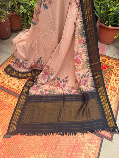 Gadwal cotton with digital print saree