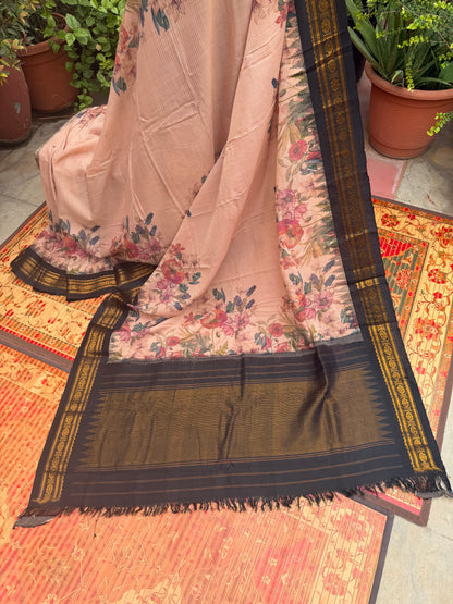 Gadwal cotton with digital print saree