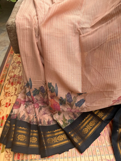 Gadwal cotton with digital print saree