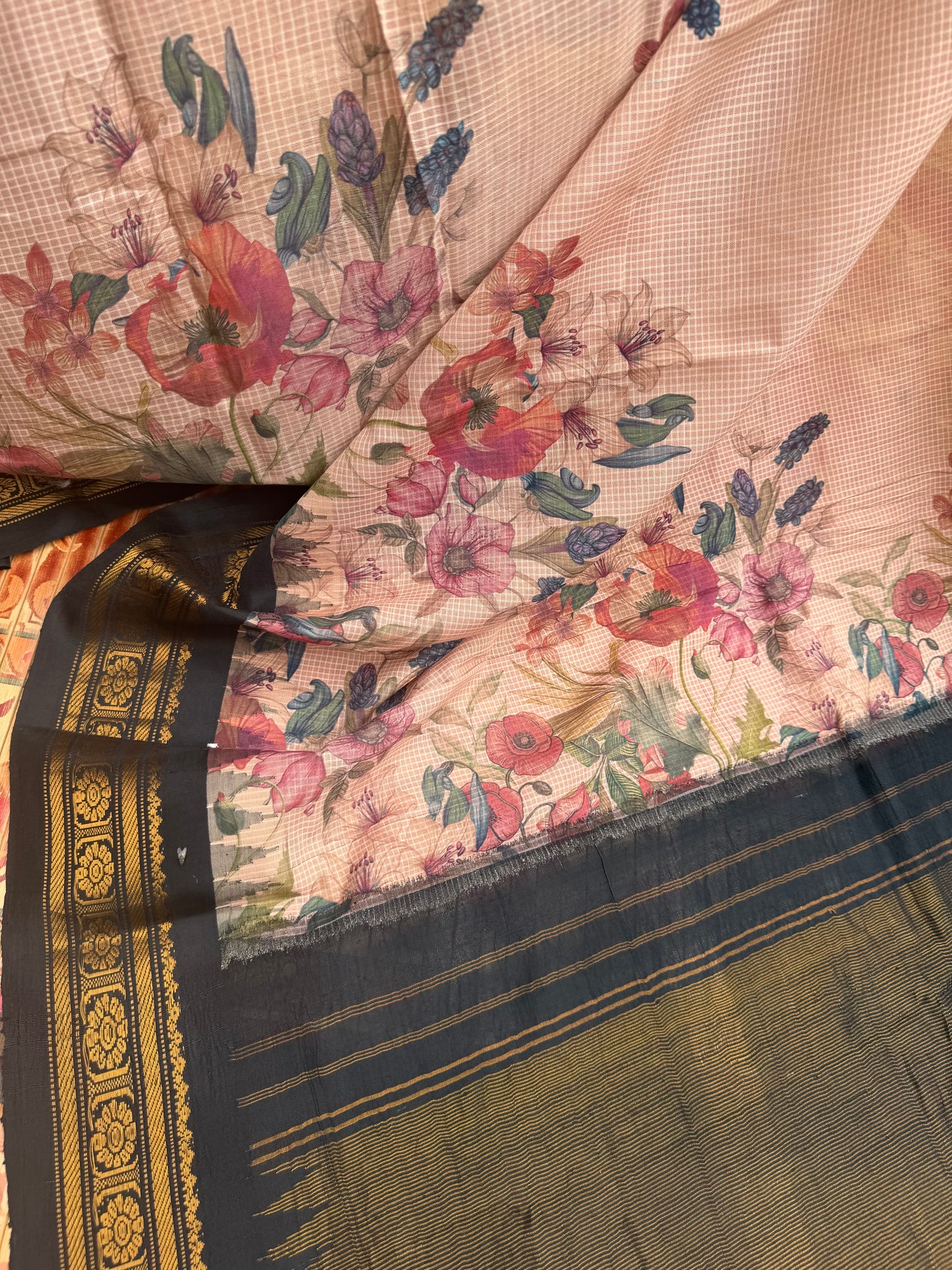 Gadwal cotton with digital print saree