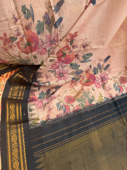 Gadwal cotton with digital print saree