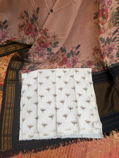 Gadwal cotton with digital print saree