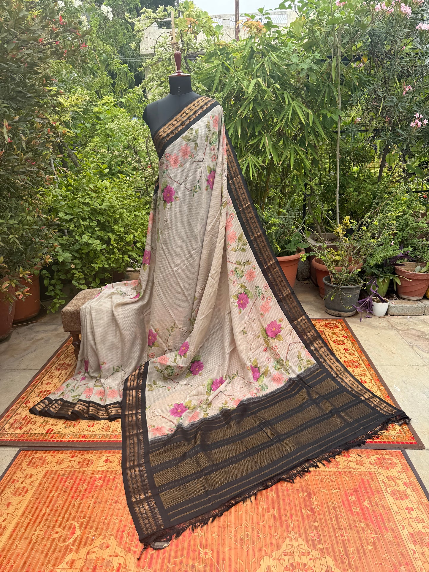 Gadwal cotton with digital print saree