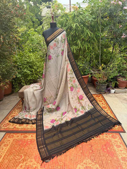 Gadwal cotton with digital print saree