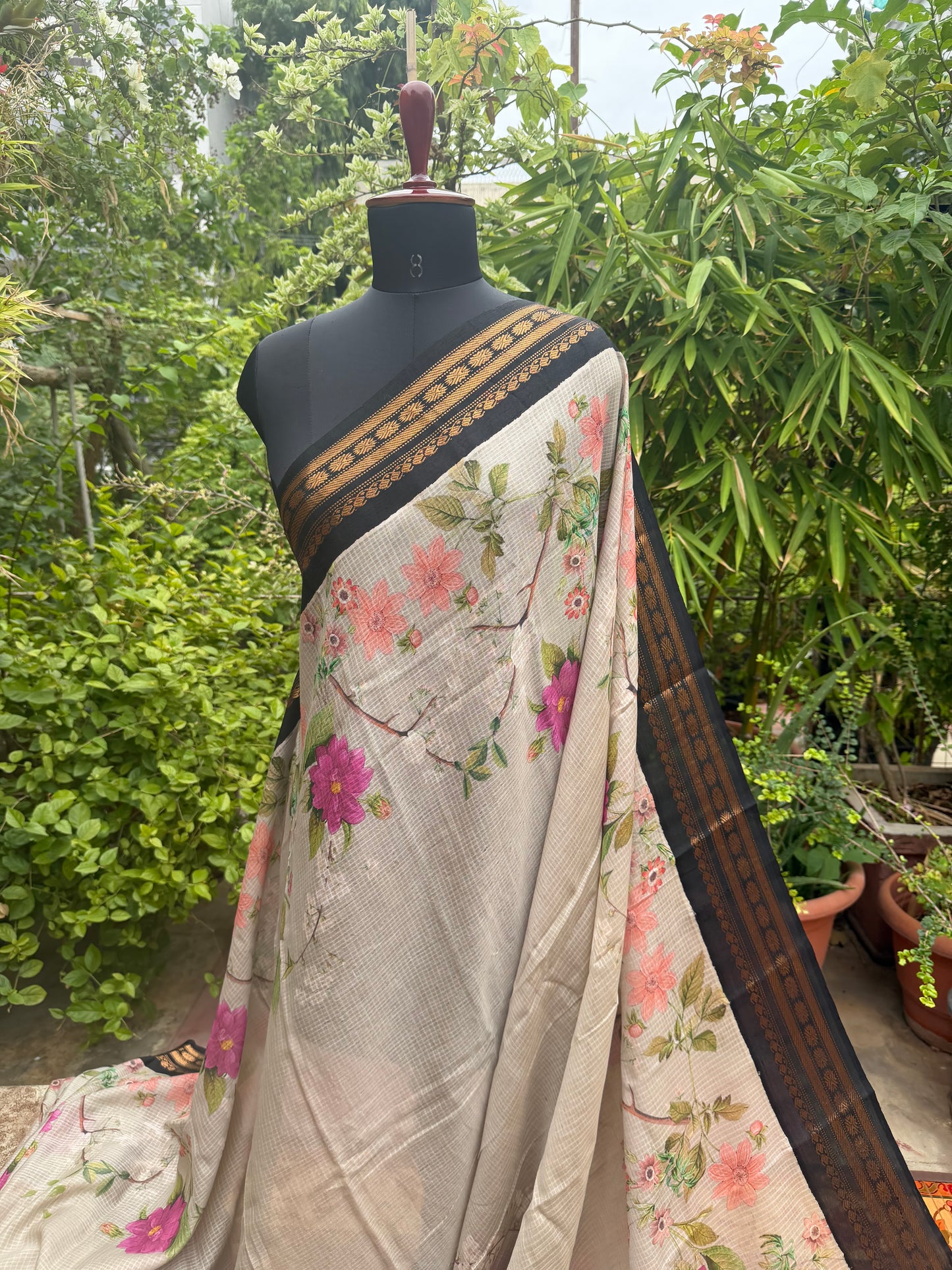 Gadwal cotton with digital print saree