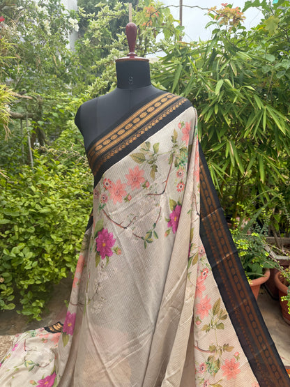 Gadwal cotton with digital print saree