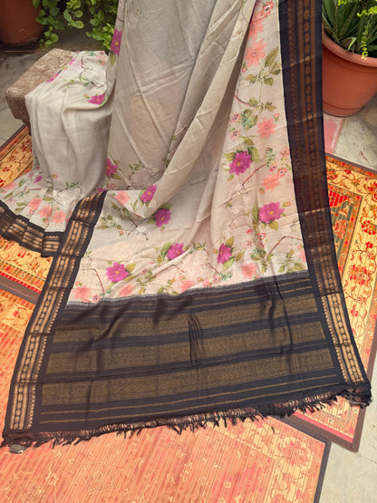 Gadwal cotton with digital print saree