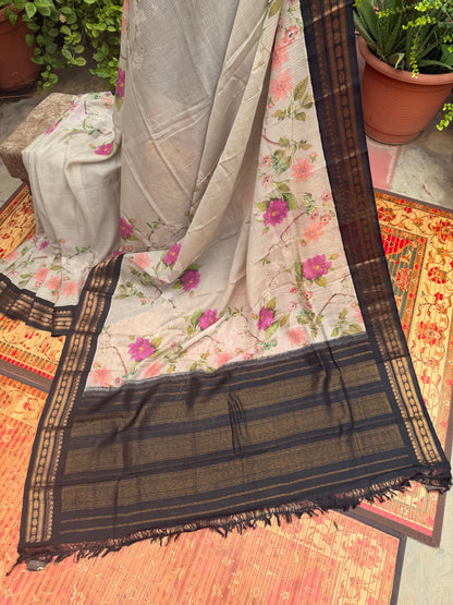 Gadwal cotton with digital print saree