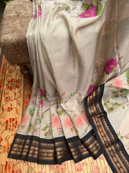 Gadwal cotton with digital print saree