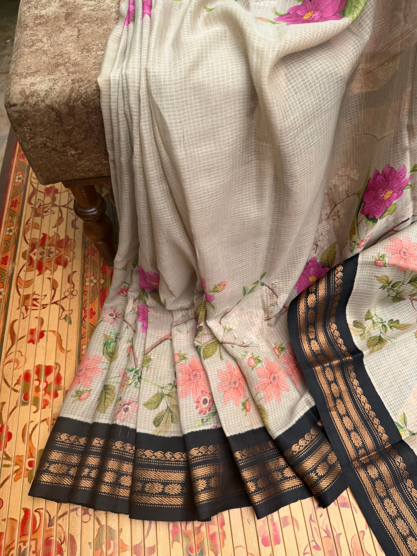 Gadwal cotton with digital print saree