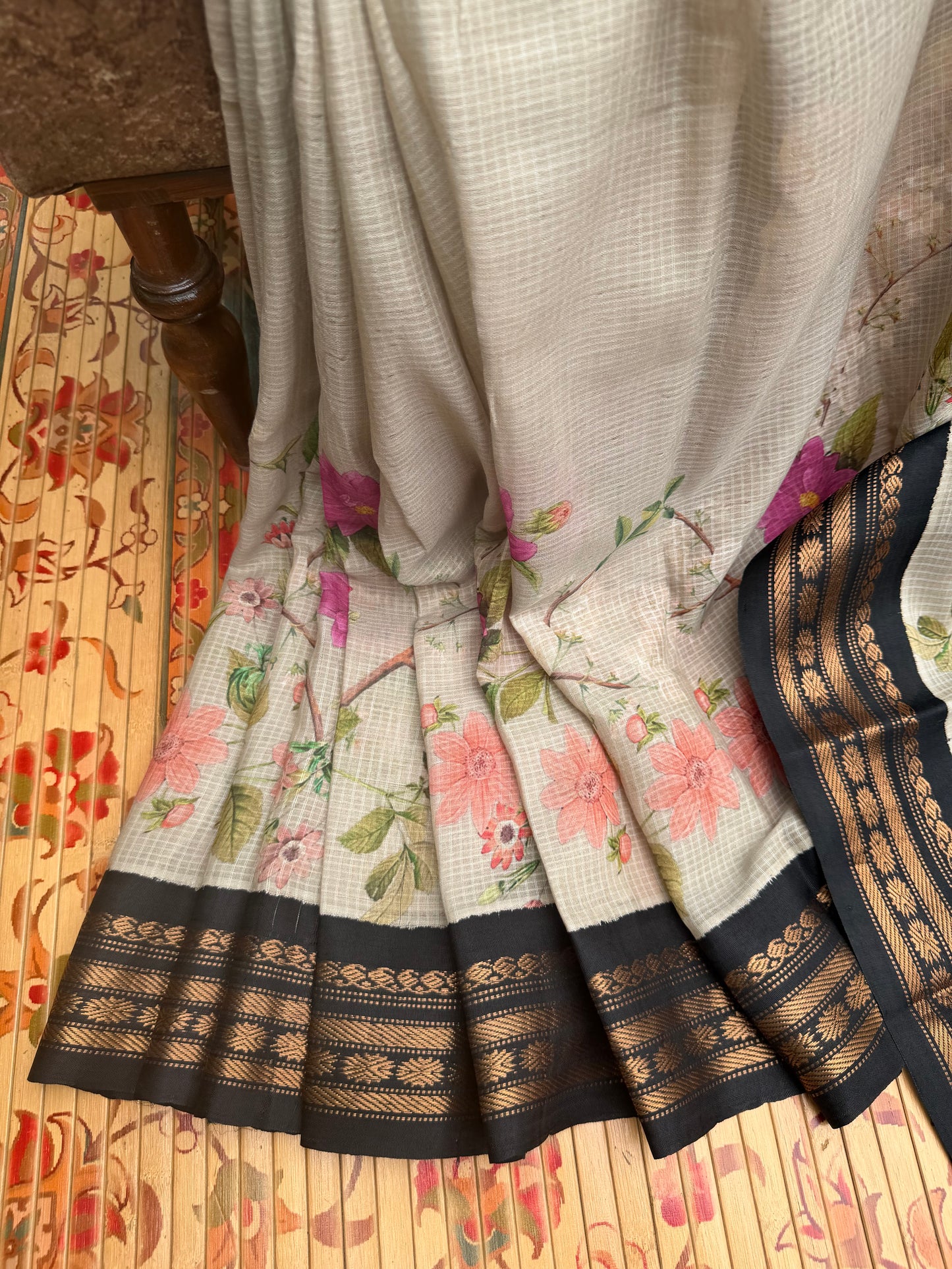 Gadwal cotton with digital print saree