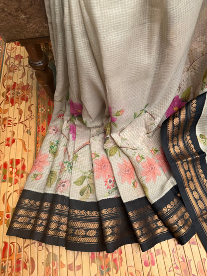 Gadwal cotton with digital print saree